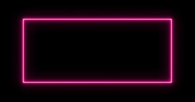 Pembe, neon renkli çerçeve, soyut hareketli ekran arka plan canlandırılmış dikdörtgen şekiller 4K, yavaş yavaş bir kare ve neon dikdörtgenin sabit bir parıltısı ortaya çıktı. Canlandırılmış 4k grafikleri.