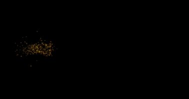 Arkaplan 3d altın sarısı parlak hareket eden bulanık parçacıklar bokeh, siyah arkaplanda parıldıyor.