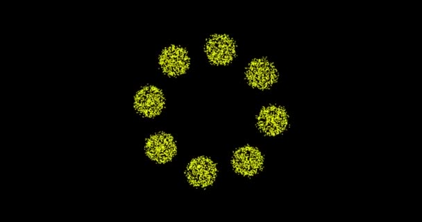 Tecnología abstracta círculos verdes amarillos de puntos animados, círculos de partículas. modo de mezcla — Vídeo de stock