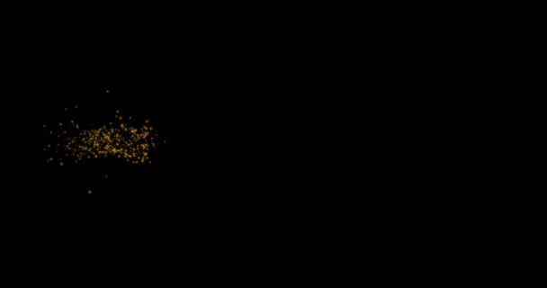 Achtergrond van 3d gouden geel glanzend bewegende wazige deeltjes bokeh, schittert op een zwarte achtergrond. — Stockvideo
