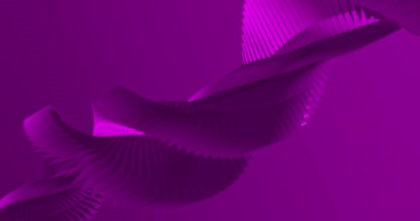 Зациклился. Абстрактный бархатно-фиолетовый фон с динамичными трехмерными линиями цветов орхидей. 3D анимация фиолетовых линий. Современный видеофон, анимация, скринсейвер, копировальное пространство — стоковое видео
