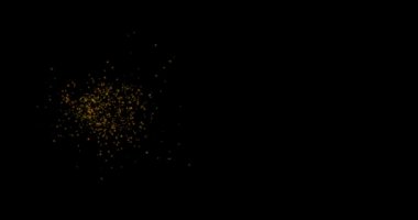 Arkaplan 3d altın sarısı parlak hareket eden bulanık parçacıklar bokeh, siyah arkaplanda parıldıyor.
