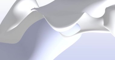 Döngülü. Dinamik mavi üç boyutlu çizgileri olan soyut beyaz arkaplan. Beyaz çizgilerin 3 boyutlu animasyonu. Modern video arkaplanı, canlandırılmış, ekran koruyucu, kopyalama alanı