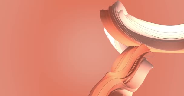몸을 굽혔지. 질서있는 칼레 밍 코랄 배경 과 동적인 복숭아 3d 라인. 주황색 선 의 3D 애니메이션. 현대 비디오 배경, 애니메이션, 화면 보호기, 복사 공간 — 비디오