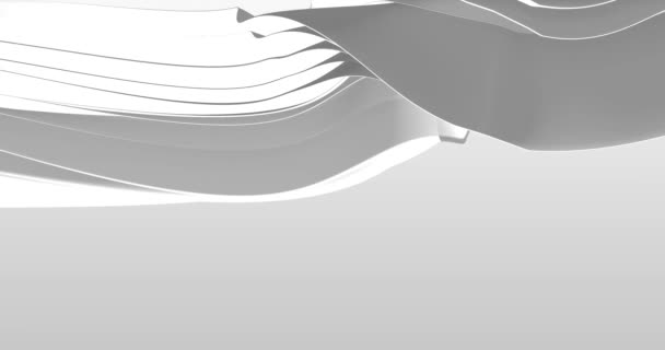 Döngülü. Dinamik gri üç boyutlu çizgileri olan soyut beyaz arkaplan. Beyaz çizgilerin 3 boyutlu animasyonu. Modern video arkaplanı, canlandırılmış, ekran koruyucu, kopyalama alanı — Stok video