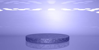 3 boyutlu görüntü, leylak 17-3938 ürün tanıtımı için çok Peri podyumu arka planı. Boş yuvarlak sahne, geometrik platform ile boş vitrin modeli.