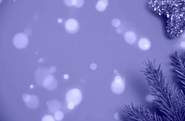 Christmas Lilac 3938 Very Peri Background Coniferous Branch Christmas Tree — 图库照片