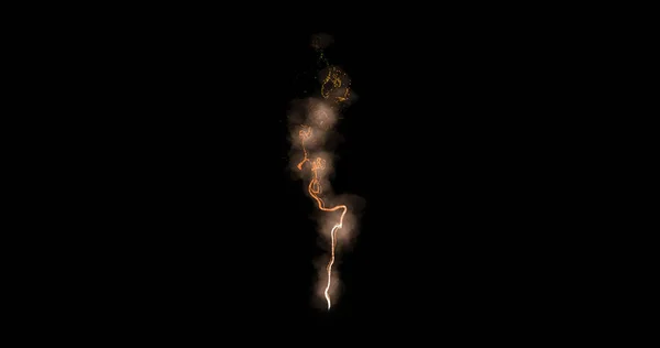 オレンジの煙 ブリュリー白い煙を持つ集中型粒子が上向きに移動します 抽象化黒の背景ブレンドモード サンプル — ストック写真