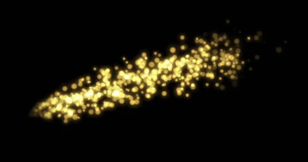 Goldgelb Glänzend Bewegte Verschwommene Bokeh Partikel Funkelt Auf Schwarzem Hintergrund — Stockfoto