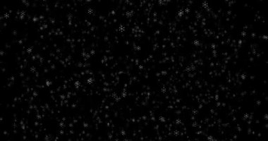 Siyah arka planda beyaz kar taneleri 4k 3D. Kış, kar tanesi, kar taneleri. Düzenleme için şablon. Karıştırma kipi