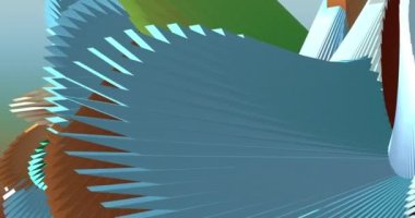 Soyut yeşil, kahverengi, mavi, yeşil, dinamik mavi 3D çizgileri olan arka plan. Döngülü görüntüler. Kahverengi çizgilerin 3 boyutlu animasyonu. Modern video arkaplanı, canlandırılmış, ekran koruyucu, kopyalama alanı