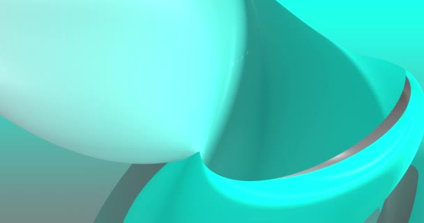 Looped footage. Abstract aquamarine, cyan background with dynamic aquamarine 3d lines. 3D animation of blue lines. Modern video background, animated, screensaver, copy space — Vídeo de Stock