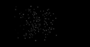 Siyah arka planda beyaz kar taneleri 4k 3D. Kış, kar tanesi, kar taneleri. Düzenleme için şablon. Karıştırma kipi