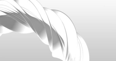 Döngülü. Dinamik gri üç boyutlu çizgileri olan soyut beyaz arkaplan. Beyaz çizgilerin 3 boyutlu animasyonu. Modern video arkaplanı, canlandırılmış, ekran koruyucu, kopyalama alanı