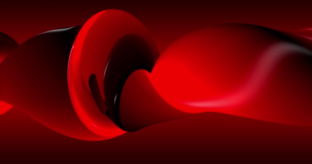 Looped footage. Abstract red background with dynamic red 3d lines. 3D animation of black lines. Modern video background, animated, screensaver, copy space — 图库视频影像