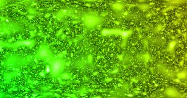 Zelené abstraktní pozadí z částic. Abstraktní zelené bílé čáry, kruhy, 3d skvrny. animace, pohyb pozadí VJ, DJ. 4k. šum, měkké zaostření, selektivní zaostření smyčky — Stock video