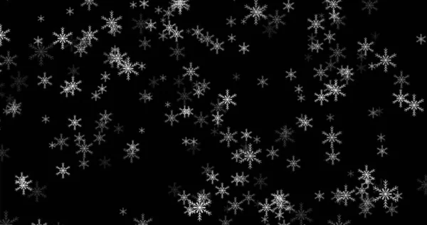 Πλάνα Λευκό νιφάδες χιονιού σε μαύρο φόντο 3D. Χειμώνας, νιφάδες χιονιού, νιφάδες χιονιού. πρότυπο για τη λειτουργία editing.blend — Φωτογραφία Αρχείου