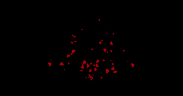 Red hearts on a black background. valentines day, love, like, anniversary, mothers day, marriage, invitation e-card. footage 4k video. blend mode, pattern. — Stockvideo