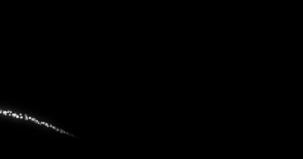 Beelden van witte sneeuwvlokken bewegen soepel langs de lijn op een zwarte achtergrond 4k 3D. winter, sneeuwvlok, mengmodus, sneeuwvlok animatie voor bewerking — Stockvideo