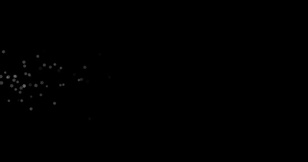 Filmmaterial Weiße Schneeflocken auf schwarzem Hintergrund 4k 3D. Winter, Schneeflocke, Schneeflocken. Vorlage für editing.blend-Modus — Stockvideo
