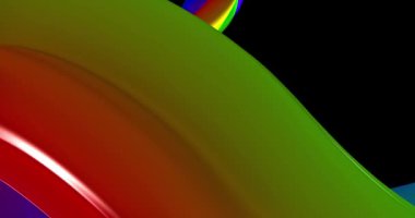 Döngülü görüntüler. Soyut renkli, neon renkli, dinamik renkli üç boyutlu çizgileri olan bir arkaplan. Üç boyutlu animasyon. Modern video arkaplanı, canlandırılmış, ekran koruyucu, kopyalama alanı 4K.