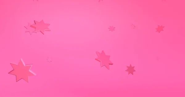 動的な3D星を持つ抽象ピンクの背景。太平洋ピンクの星。現代の流行のバナーやポスターデザイン3D画像、コピースペース — ストック写真