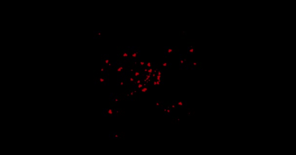 Red hearts on a black background. valentines day, love, like, anniversary, mothers day, marriage, invitation e-card. footage 4k video. blend mode, pattern. — Vídeo de Stock