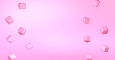 Dinamik 3D kareli soyut pembe arkaplan. Pasifik Pembe renkli kutular. Modern trend pankartı veya poster tasarımı 3B resim, kopyalama alanı
