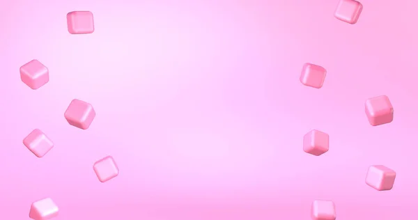 Dinamik 3D kareli soyut pembe arkaplan. Pasifik Pembe renkli kutular. Modern trend pankartı veya poster tasarımı 3B resim, kopyalama alanı