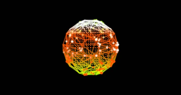 Metaverse Abstract technology yellow orange sphere background made of lines and dots, particles. blend mode Imagem De Stock