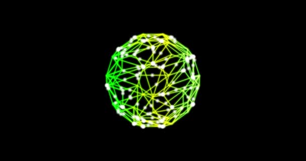 Metaverse Abstract technology green sphere background made of animated lines and dots, particles. blend mode — 图库视频影像