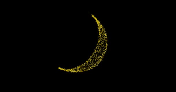 Metaverse Abstract technology yellow moon, crescent background made of animated lines and dots, particles. blend mode — Stockvideo