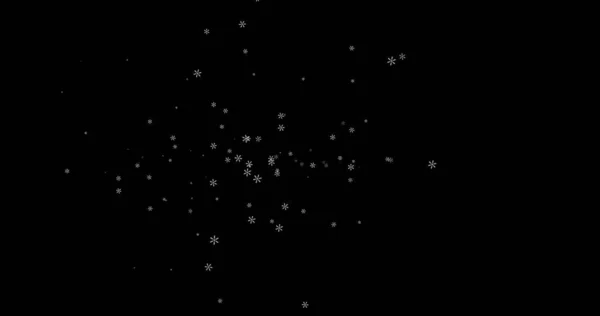 Filmmaterial Weiße Schneeflocken auf schwarzem Hintergrund 3D. Winter, Schneeflocke, Schneeflocken. Vorlage für editing.blend-Modus — Stockfoto