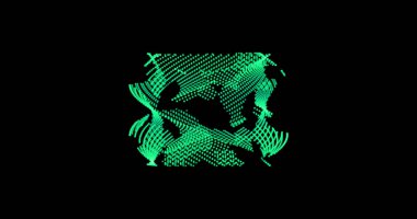 Animasyon çizgileri, noktalar ve parçacıklardan oluşan yeşil kare dikdörtgen arkaplan. Harmanlama kipi