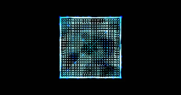 Metaverse Abstraktní technologie modrý čtvercový obdélník pozadí z animovaných čar a teček, částice. režim mísení — Stock fotografie