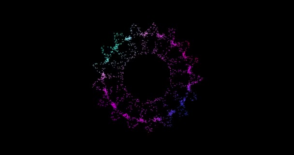 Technologie abstraite fond de sphère violette faite de lignes et de points animés, particules. — Video