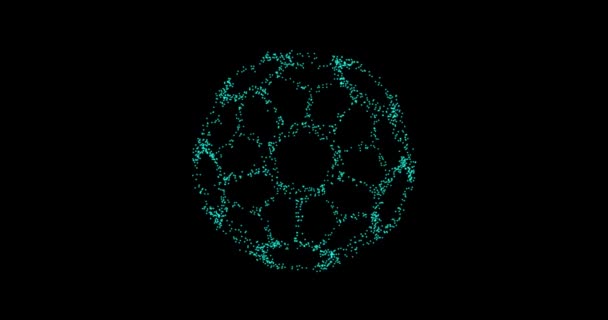 Animasyon noktalarından, parçacıklardan oluşan çemberlerden oluşan soyut teknoloji mavi daireler. Harmanlama kipi — Stok video