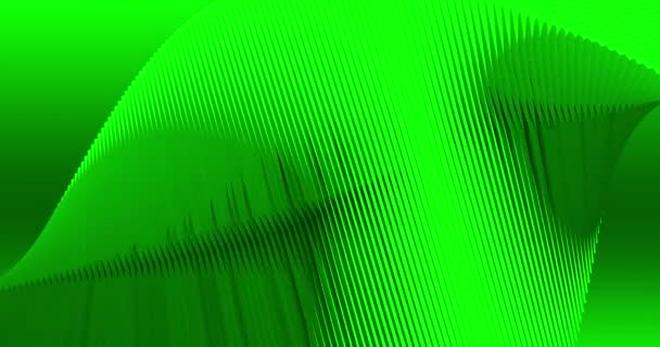 누더기 영상이요. 밝은 녹색 배경에 동적인 녹색 3d 라인. 식물의 색 라인의 3 차원 애니메이션. 현대 비디오 배경, 애니메이션, 화면 보호기, 복사 공간 — 비디오