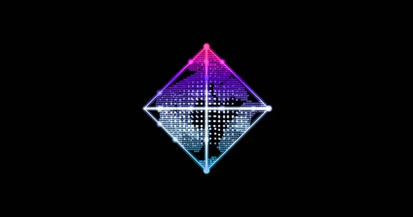 Metaverse Abstract technology red violet square rectangle background made of lines and dots, particles. blend mode — Fotografia de Stock