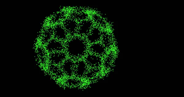 Abstract technology green circles from dots, circles of particles. blend mode — Stock fotografie