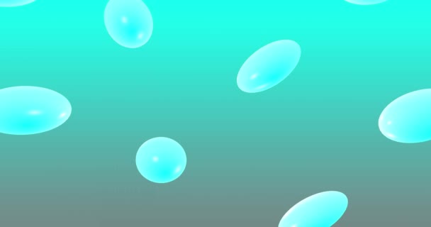 Looped footage. Abstract aquamarine, cyan background with dynamic aquamarine 3d circles. 3D animation. Modern video background, animated, screensaver, copy space 4K. — Stock video