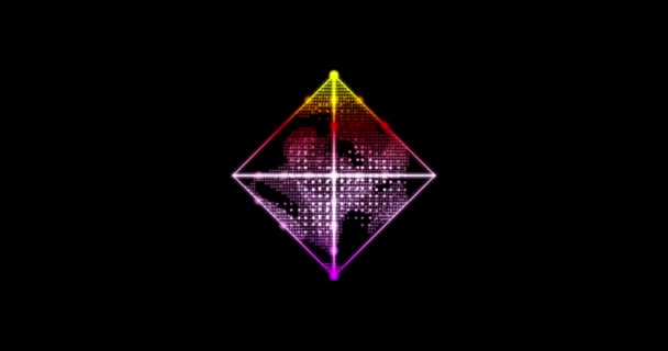 メタファストアブストラクト技術赤紫色の四角形の背景は、アニメーションラインとドット、粒子で作られた。ブレンドモード — ストック動画