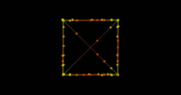 Metawersum Technologia abstrakcyjna pomarańczowy prostokąt kwadratowy tło wykonane z animowanych linii i punktów, cząstek. tryb mieszania — Zdjęcie stockowe