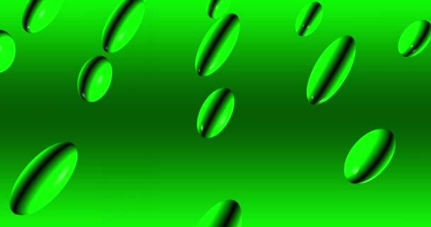 Imagens em loop. Fundo verde claro abstrato com círculos 3D verdes dinâmicos. Animação 3D de círculos de cores de ervas. Fundo de vídeo moderno, animado, protetor de tela, espaço de cópia — Vídeo de Stock