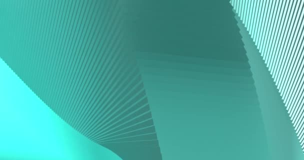 Looped footage. Abstract aquamarine, cyan background with dynamic aquamarine 3d lines. 3D animation of blue lines. Modern video background, animated, screensaver, copy space — Stockvideo
