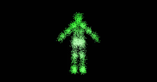 Metaverse green neon humans figure, Abstract technology background made of dots, particles. modo de mistura, elemento FUI. — Fotografia de Stock