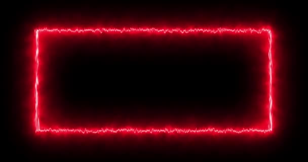 Fiery red rectangle on a black background. Abstract rectangle, sun flame frame. Gradually, a burning square of fire appeared and a constant burning in a rectangle. Animated 4k graphics, cartoon — Stock Video