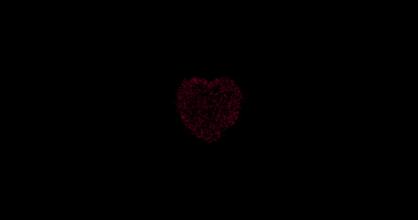 Red hearts on a black background. valentines day, love, like, anniversary, mothers day, marriage, invitation e-card. footage 4k video. blend mode, pattern. — 图库视频影像