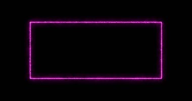 Dikdörtgen, enerji çerçevesi, neon, duman. mor, siyah arka planda eflatun dikdörtgen. 3d görüntü yavaş yavaş bir neon kare enerji ortaya çıktı ve dikdörtgen üzerinde sabit bir titreşim oluştu..