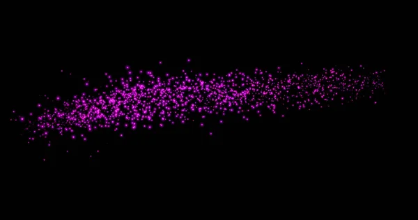 Violett, violett, glänzend bewegte verschwommene Bokeh-Partikel, funkeln auf schwarzem Hintergrund. Unscharfe, defokussierte, glänzende Muster. Mischmodus — Stockfoto